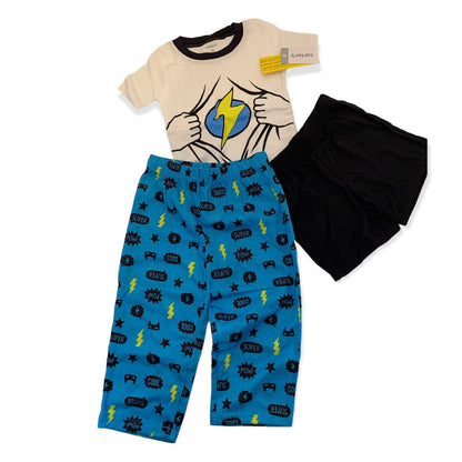 2T Carter's New 3 Piece PJ Pajama Set Superhero Blue Short Sleeves