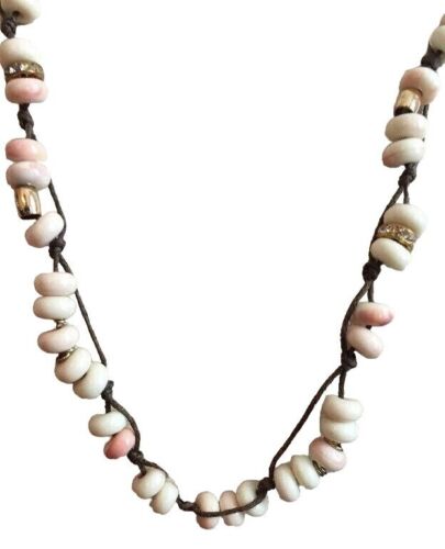 J. Crew 32" Rope and Bead Necklace with Goldtone Accents Beach Boho Style